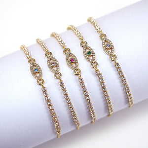 10PCS Zircon Tennis Anklets Eye Charm Jewelry