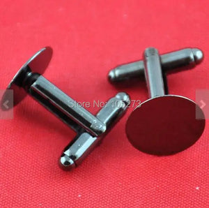 10PCS Gunmetal Brass Round Bezel Cufflink Base for DIY Jewelry Making