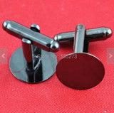10PCS Gunmetal Brass Round Bezel Cufflink Base for DIY Jewelry Making