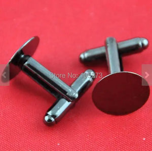 10PCS Gunmetal Brass Round Bezel Cufflink Base for DIY Jewelry Making