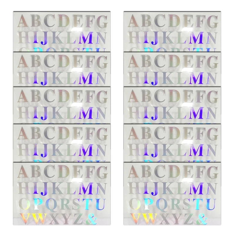 10PCS Holographic Alphabet Resin Stickers for Silicone Molds
