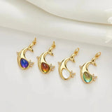 10PCS Dolphin Charms Opal Pendants Zircon Copper Plated Party Gift