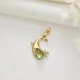 10PCS Dolphin Charms Opal Pendants Zircon Copper Plated Party Gift