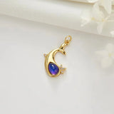 10PCS Dolphin Charms Opal Pendants Zircon Copper Plated Party Gift