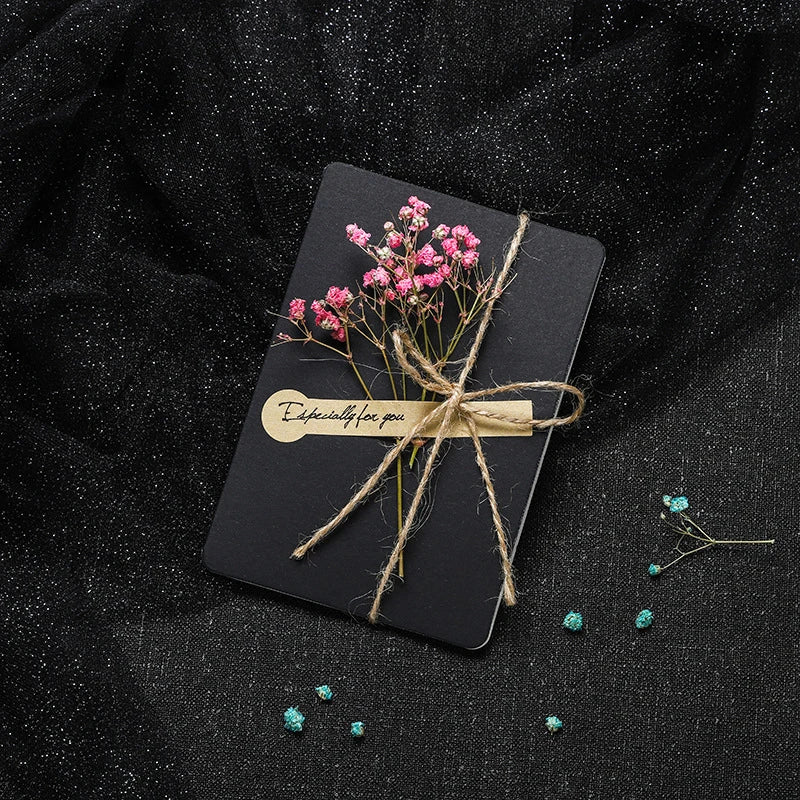 10PCS Dried Flower Greeting Postcard Wedding Invitation Envelope Birthday Card