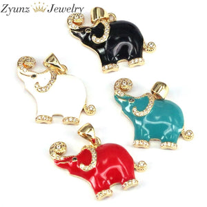 Enamel Elephant charm, Red Pendant, Animal jewelery