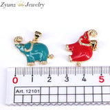 Enamel Elephant charm, Red Pendant, Animal jewelery