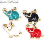Enamel Elephant charm, Red Pendant, Animal jewelery