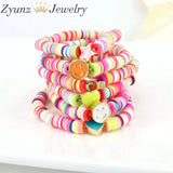 10PCS Enamel Happy Beaded Bracelet Polymer Clay Smiley Star Heart Bracelets