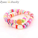 10PCS Enamel Happy Beaded Bracelet Polymer Clay Smiley Star Heart Bracelets