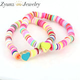 10PCS Enamel Happy Beaded Bracelet Polymer Clay Smiley Star Heart Bracelets