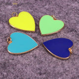10PCS Enamel Heart Charm Pendant, Heart Necklace Pendant