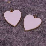 10PCS Enamel Heart Charm Pendant, Heart Necklace Pendant