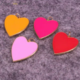 10PCS Enamel Heart Charm Pendant, Heart Necklace Pendant