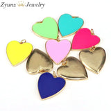 10PCS Enamel Heart Charm Pendant, Heart Necklace Pendant