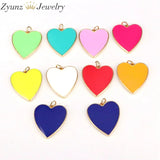 10PCS Enamel Heart Charm Pendant, Heart Necklace Pendant
