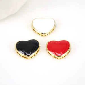 10PCS Enamel Heart Connector Charms for DIY Jewelry Making