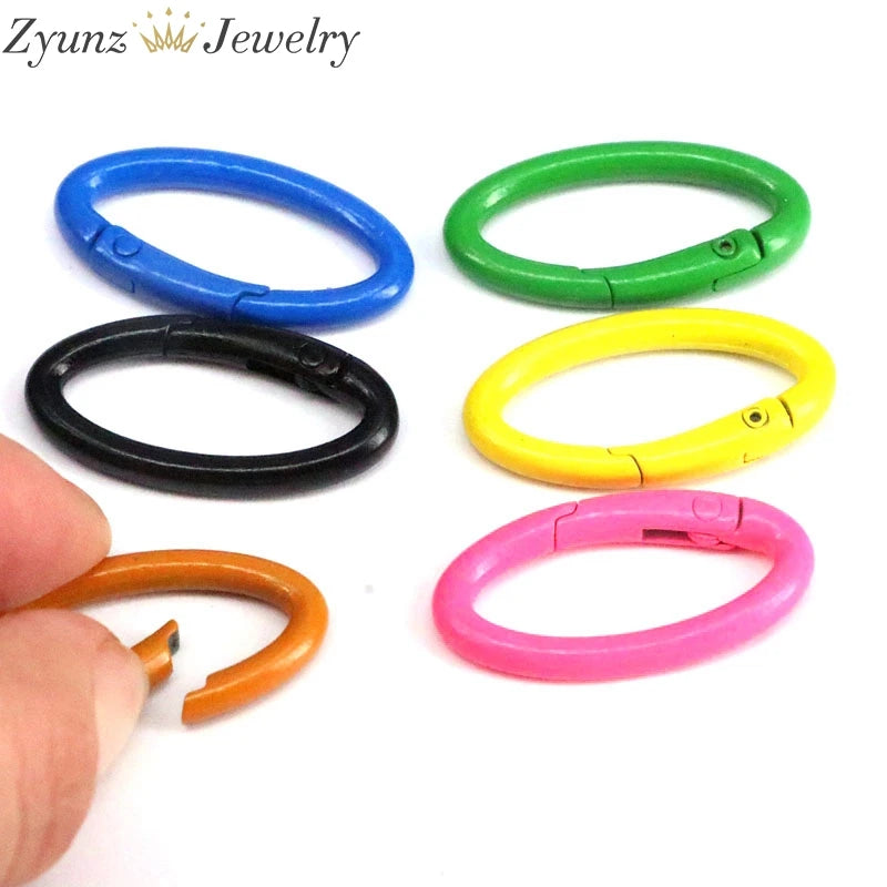 10PCS Enamel Buckle Locking Carabiner Spring Snap Clips Hook Keychain Keyring
