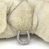 10PCS Horse Shoe Pendant Necklace with Snake Chain and Czech Crystal