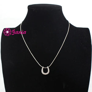 10PCS Horse Shoe Pendant Necklace with Snake Chain and Czech Crystal
