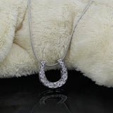10PCS Horse Shoe Pendant Necklace with Snake Chain and Czech Crystal