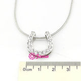 10PCS Horse Shoe Pendant Necklace with Snake Chain and Czech Crystal