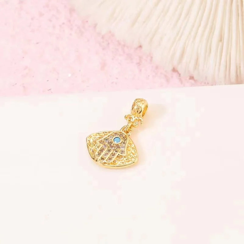10PCS Evil Eye Charms Zircon Plated Pendants for Necklace Wedding Party