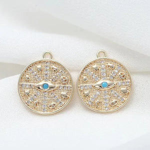 10PCS Evil Eye Pendants for Jewelry Making Round Charm Necklace Bracelet