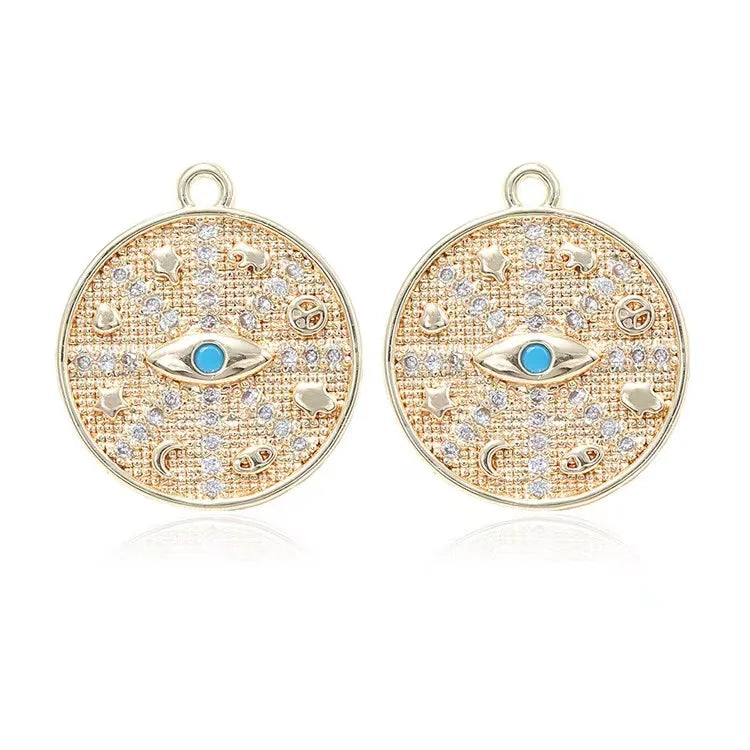 10PCS Evil Eye Pendants for Jewelry Making Round Charm Necklace Bracelet