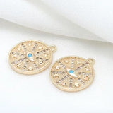 10PCS Evil Eye Pendants for Jewelry Making Round Charm Necklace Bracelet