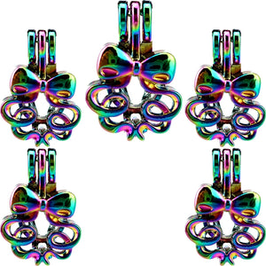 10PCS Bow Ribbon Pearl Cage Locket Aromatherapy Diffuser Pendant