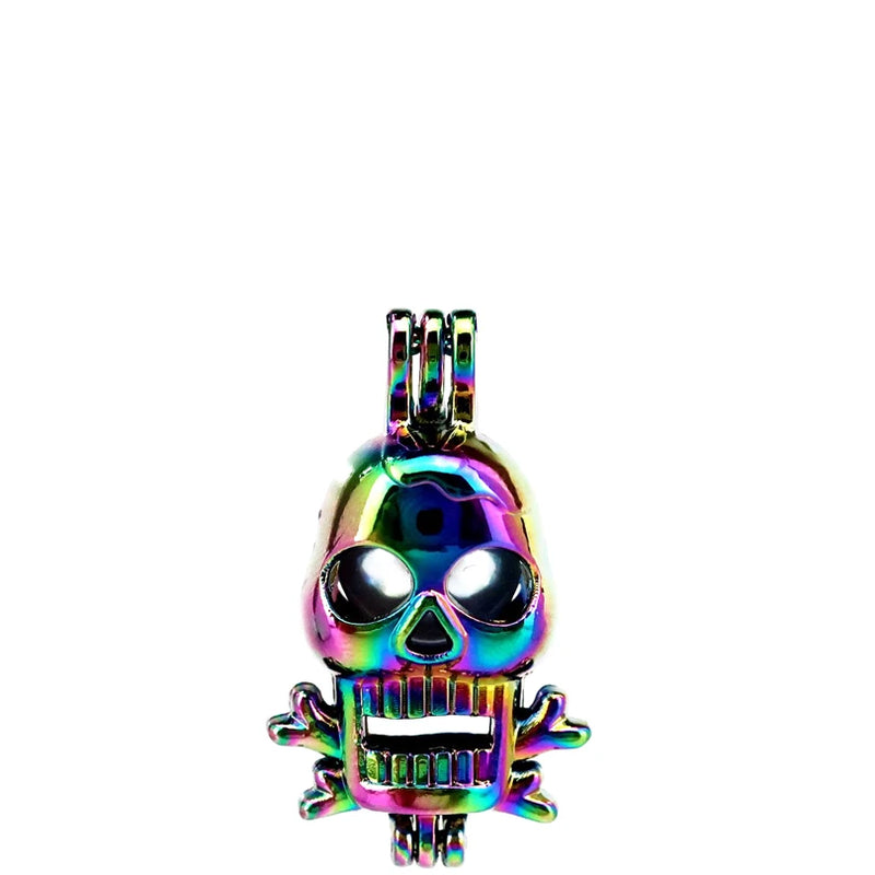 10PCS Skull Pearl Cage Locket Diffuser Pendant for Necklace Keychain
