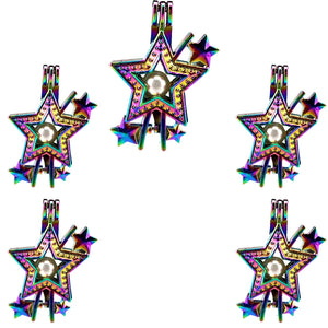10PCS Star Wand Pearl Cage Locket Aromatherapy Diffuser Pendant