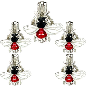 10PCS Bee Insect Pearl Cage Locket Aromatherapy Diffuser Pendant