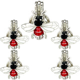 10PCS Bee Insect Pearl Cage Locket Aromatherapy Diffuser Pendant