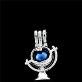 10PCS Terrestrial Globe Pearl Cage Locket Aromatherapy Pendant