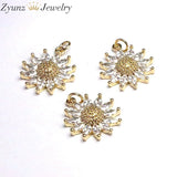 10PCS CZ Sun Flower Pendant Charms Jewelry Accessory