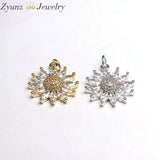 10PCS CZ Sun Flower Pendant Charms Jewelry Accessory