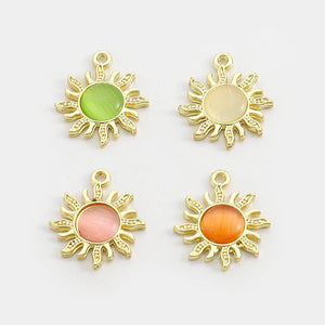 10PCS Sun Rhinestone Charms For Jewelry Making