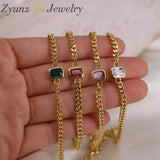 10PCS Square Crystal Zircon Bracelets Hand Chain Drop Punk Party Jewelry