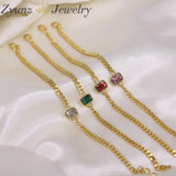 10PCS Square Crystal Zircon Bracelets Hand Chain Drop Punk Party Jewelry