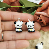 10PCS 3D Sitting Panda Pendant DIY Resin Jewelry Earrings Keychain Material