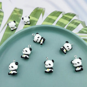 10PCS 3D Sitting Panda Pendant DIY Resin Jewelry Earrings Keychain Material