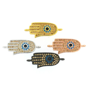 10PCS Hamsa Hand Charm Champagne Zirconia DIY Findings