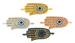 10PCS Hamsa Hand Charm Champagne Zirconia DIY Findings