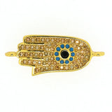 10PCS Hamsa Hand Charm Champagne Zirconia DIY Findings