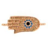 10PCS Hamsa Hand Charm Champagne Zirconia DIY Findings