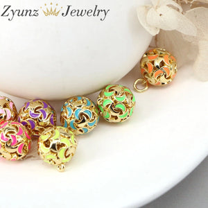 10PCS Enamel Ball Colorful Star Moon Flower DIY Jewelry Accessories