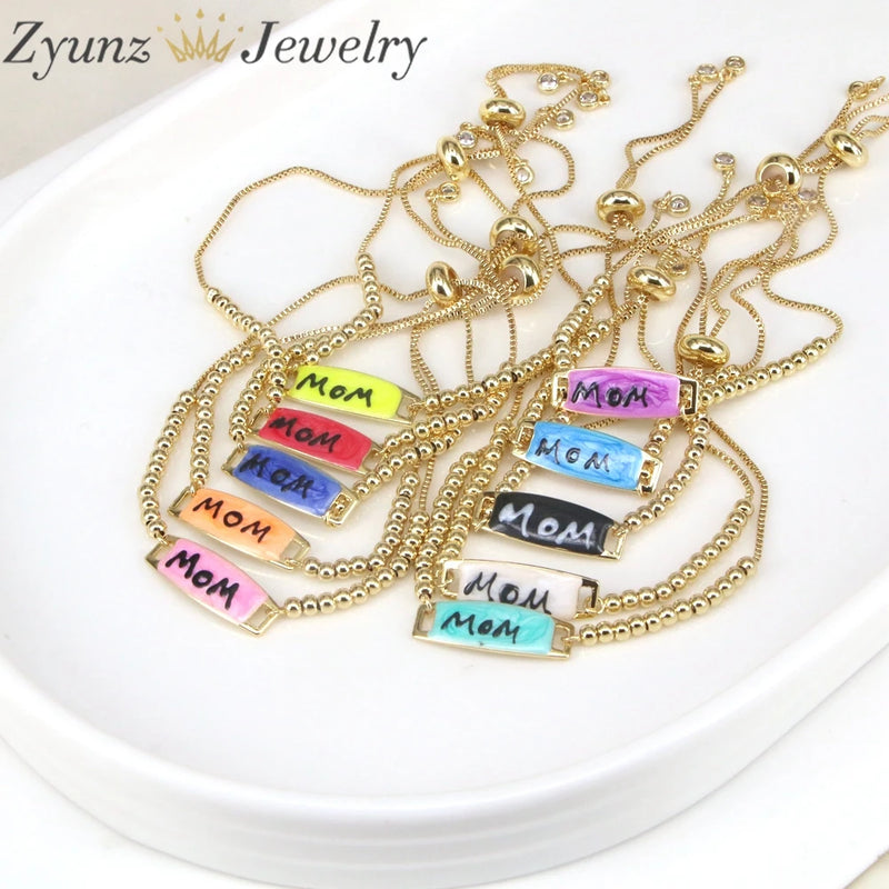10PCS MAMA Charm Bracelet Bead Chain for Women Mother's Gift