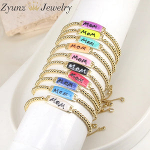 10PCS MAMA Charm Bracelet Bead Chain for Women Mother's Gift